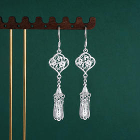 子佩集S990银【烟荷】耳环【MXEH004】花丝流苏2401