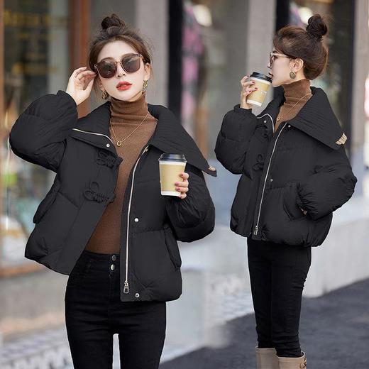 短版羽绒衣女2023冬季新款小个子时尚欧货小香风大翻领加厚面包服 商品图2