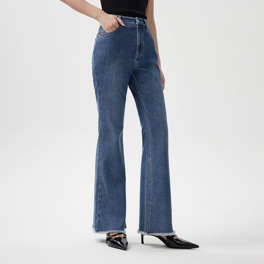 XL1XXL1朗姿 磨边微喇牛仔裤女休闲百搭显瘦喇叭裤(货号:LAEK03DPT432) 商品图2