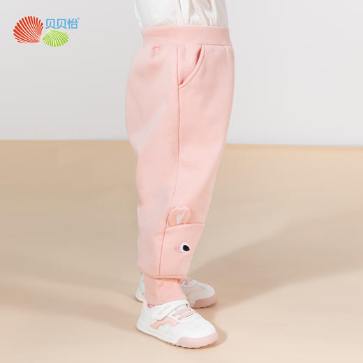 贝贝怡童装男女童加绒长裤萌趣小动物秋季柔软蹦蹦裤宝宝裤233K2540 商品图3