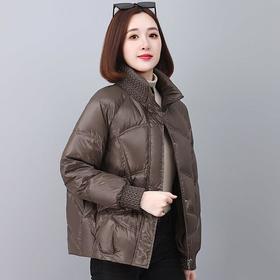 羽绒服女短款轻薄立领中年妈妈洋气冬季小个子香风加厚白鸭绒外套