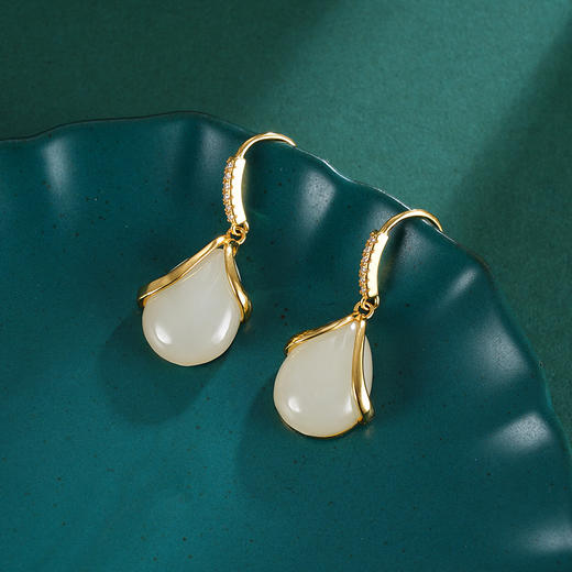 子佩集S925银【烟雨投怀】耳环【EG01457】和田玉镀金2401 商品图3