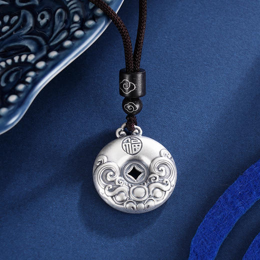 子佩集S999银【云浮福和】仿古套链项链【CD0560】平安扣祥云福2401 商品图3