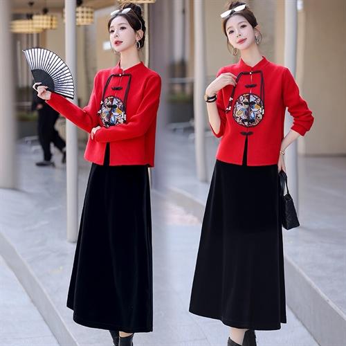 盘口流苏，时尚针织两件套套裙HR-GYGM7701 商品图3