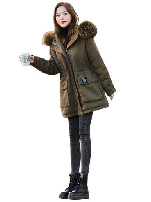羽绒棉服派克服女2023年冬装新款大码女装棉袄中长款冬季棉衣外套 商品图4