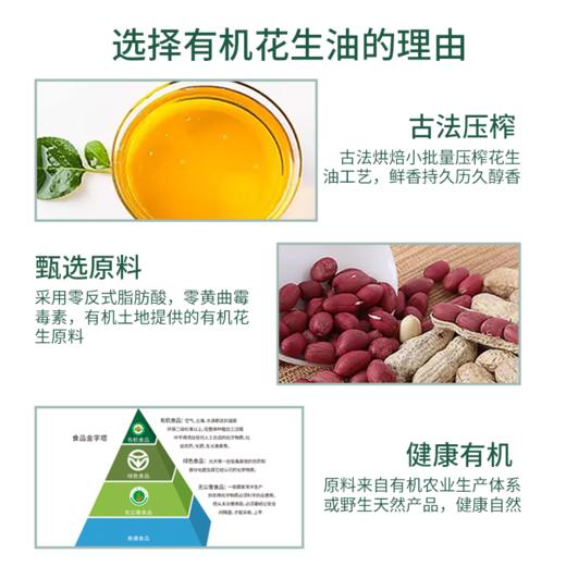 【65项安全检测】圣牧源选 有机花生油 5L 古法压榨健康有机 黄曲霉素未检出 商品图1