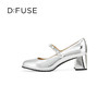 D:FUSE迪芙斯2024春季新款银色方头粗高跟珍珠玛丽珍单鞋DF41111056 商品缩略图1