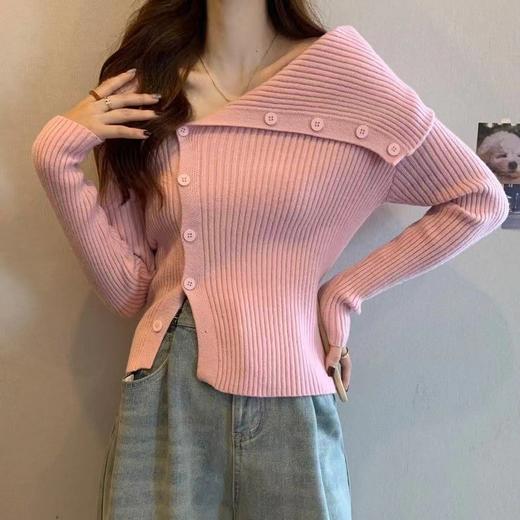 早春2025新款【设计感小众 露肩纯欲针织衫女】纯色修身长袖 软糯上衣女 商品图10