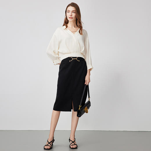 EITIE爱特爱春季新款黑色通勤半裙7306002 商品图3