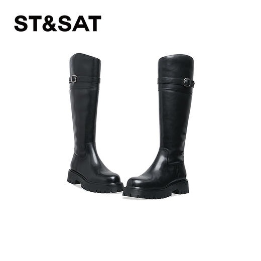 星期六简约扣带厚底骑士靴SS34117R09 商品图3