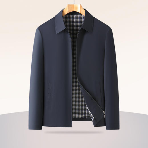 【Q】【新款DLC】大依优型大码男翻领夹克拉链外套男商务休闲加肥加大夹克上衣胖子显瘦 商品图1