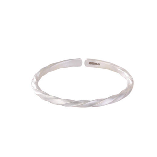 【日进斗金】S999银足银哑光扭纹吉祥如意手镯【CW-23125】 商品图4