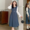 2025新款【春秋季 法式风女装裙子】 收腰显瘦 小个子长袖拼接连衣裙 商品缩略图1