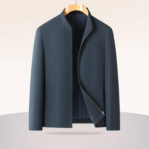 【Q】【新款DLC】大依优型大码男立领夹克拉链外套男商务休闲加肥加大夹克上衣胖子显瘦 商品图1