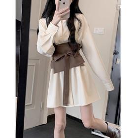 春秋季2025【新款法式 白色长袖连衣裙子女】修身显瘦 长裙搭配一整套