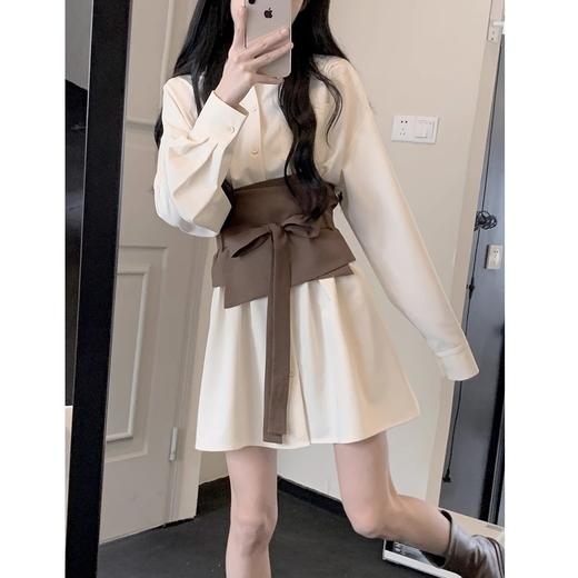 春秋季2025【新款法式 白色长袖连衣裙子女】修身显瘦 长裙搭配一整套 商品图0