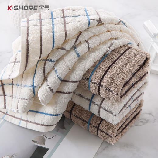 金号纯棉强吸水毛巾10条装 新疆棉A类全棉洗脸巾 白/棕70*34cm 84g/条 商品图4