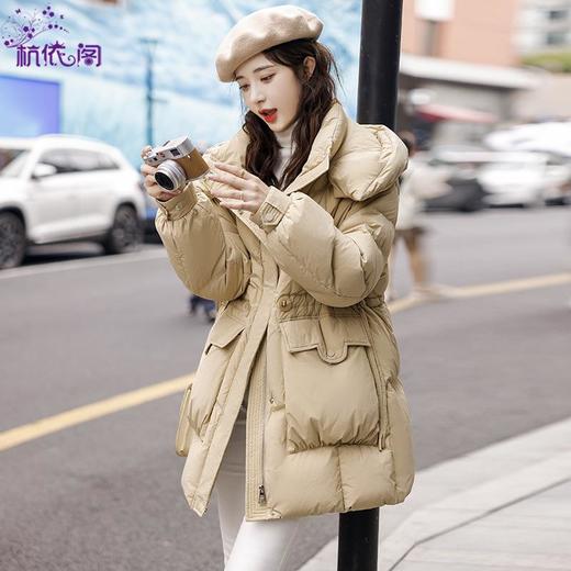 羽绒服女冬季中长版小个子2023新款女装时尚收腰显瘦韩版加厚外套 商品图3