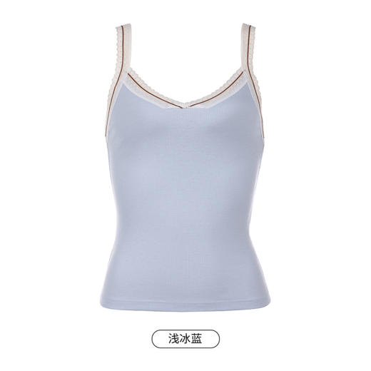 都市丽人吊带背心女罗纹棉背心无罩杯棉质吊带背心无钢圈无排扣LV45A1 商品图11