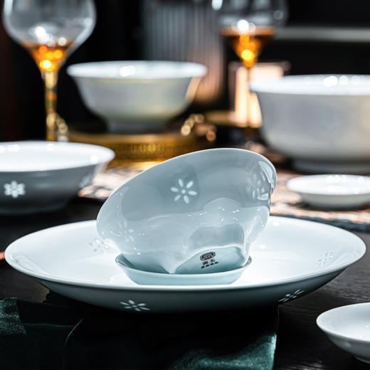 富玉 景德镇中式玲珑青瓷碧玉花语乔迁之喜新居碗盘家用餐具轻奢高级感 商品图3