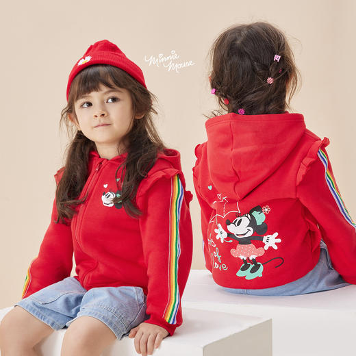 迪士尼联名贝贝怡女童外套新款秋装儿童保暖开衫连帽上衣宝宝外出服213S2793 商品图4