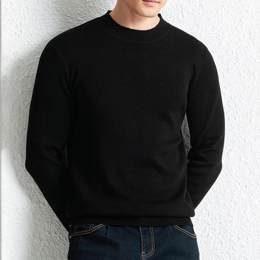 【绵羊毛】【桑蚕丝】【新款DWP】大依优型大码针织衫圆领加肥加大毛衣大号胖子宽松毛衫男装上衣打底 商品图2