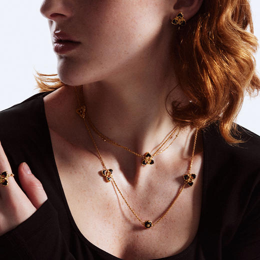 ATELIERSÓ x deepmoss 23AW 合作系列-三花玛瑙拼接长链（金） 商品图2
