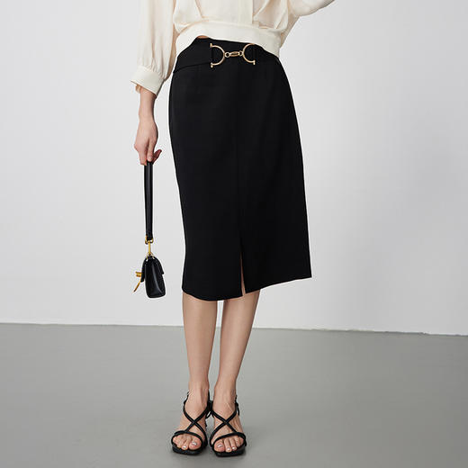 EITIE爱特爱春季新款黑色通勤半裙7306002 商品图1