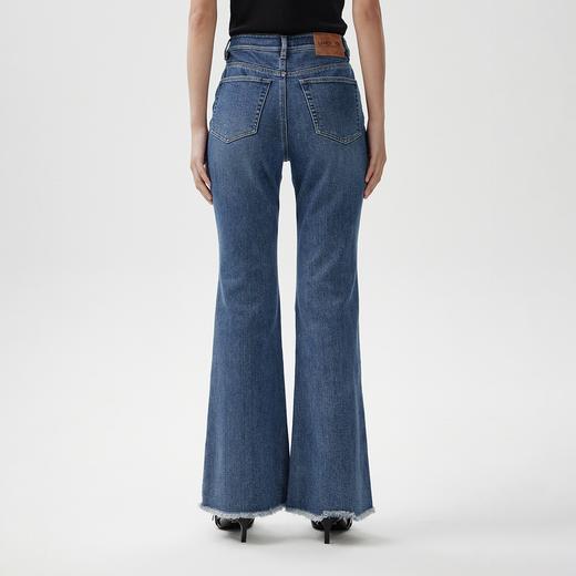 XL1XXL1朗姿 磨边微喇牛仔裤女休闲百搭显瘦喇叭裤(货号:LAEK03DPT432) 商品图3