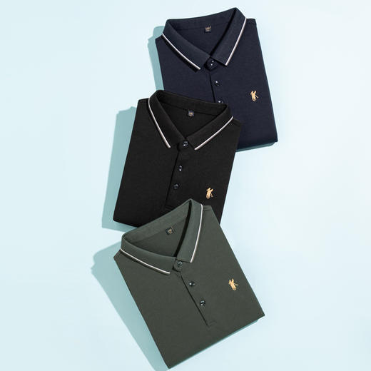 【Q】【桑蚕丝】【新款DSZ】大依优型大码长袖Polo衫T恤加肥加大肥佬休闲商务宽松透气上衣打底 商品图1