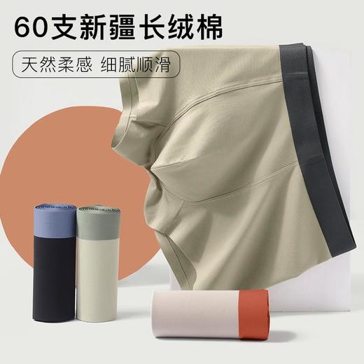 【48小时发货】新款纯棉内裤男士60s新疆长绒棉舒适中腰男生四角裤全棉平角裤男 商品图1
