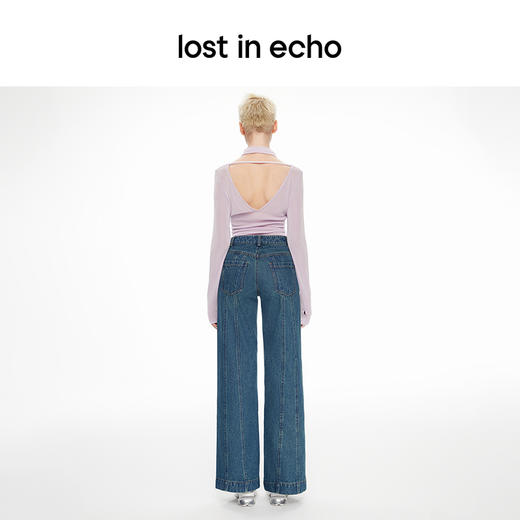 lost in echo2024春季新款设计师品牌斜侧开衩按扣阔腿牛仔裤 商品图4