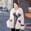 版型好看的羽绒服女款2023今年新款时尚短款牛仔拼接皮草外套冬季 商品缩略图1