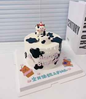 ins立体奶牛风小动物蛋糕（小动物可换）-低糖处理无添加