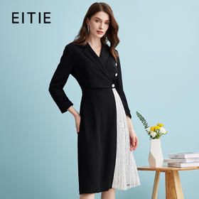 EITIE爱特爱气质通勤OL收腰百褶拼接时尚西装连衣裙春季新款A2407329
