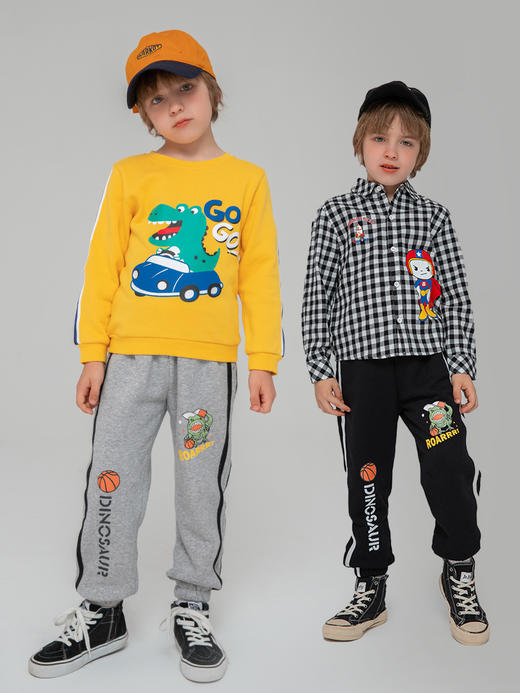 贝贝怡儿童束脚裤撞色条纹运动裤中大童中厚松紧秋冬款潮流裤子213K2259 商品图2