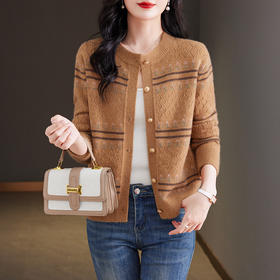 时尚提花针织开衫，女春秋外搭春装新款小个子毛衣外套CC-101-80286