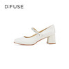 D:FUSE迪芙斯2024春季新款银色方头粗高跟珍珠玛丽珍单鞋DF41111056 商品缩略图4