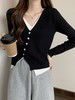 春秋季【不规则下摆 假二件针织开衫女】设计感小众 修身显瘦 撞色上衣女 商品缩略图2