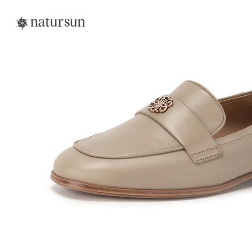 natursun乐福鞋女一脚蹬秋季小羊皮舒适软底平底女鞋单鞋N24127704 商品图3