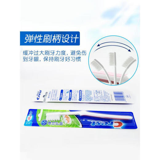 佳洁士（Crest）牙刷成人家用超值装实惠装男女士 弹性护龈单锯齿波浪型3支 商品图4