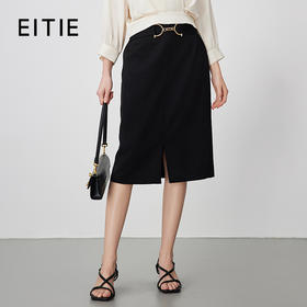 EITIE爱特爱春季新款黑色通勤半裙7306002