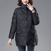 羽绒服女冬季2023新款妈妈轻薄中长款中年休闲时尚立领白鸭绒外套 商品缩略图1