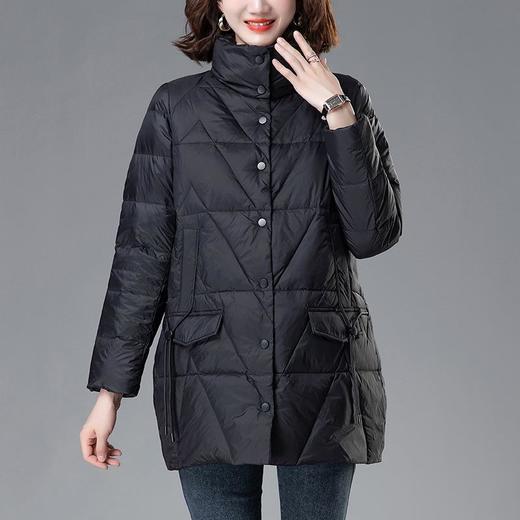 羽绒服女冬季2023新款妈妈轻薄中长款中年休闲时尚立领白鸭绒外套 商品图1