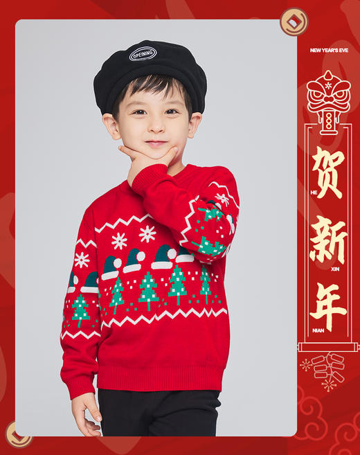 贝贝怡儿童毛衣套头针织衫秋冬款洋气毛衣外套新款男女童装针织衫213S2806 商品图1