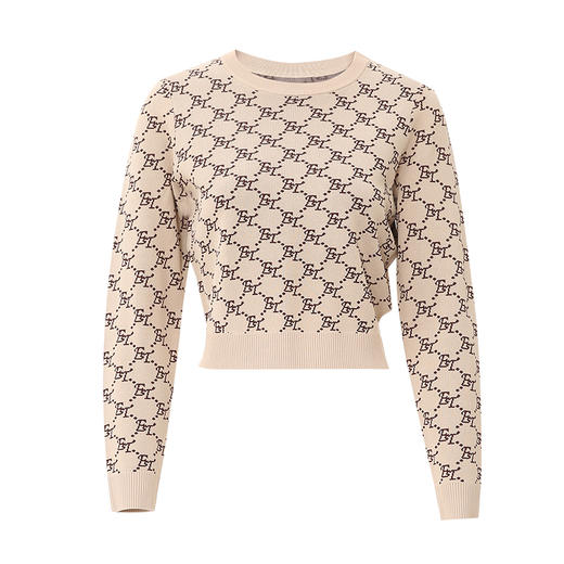 EITIE爱特爱时尚休闲圆领印花通勤显瘦短款套头针织衫毛衣24新款A2401301 商品图7