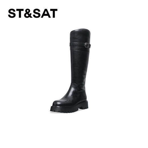 星期六简约扣带厚底骑士靴SS34117R09 商品图0