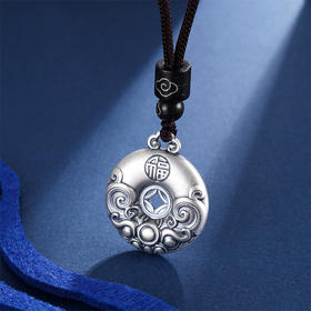 子佩集S999银【云浮福和】仿古套链项链【CD0560】平安扣祥云福2401