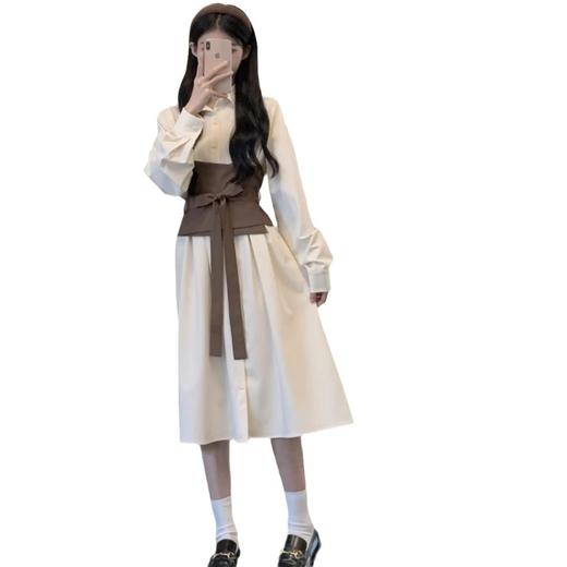 春秋季2025【新款法式 白色长袖连衣裙子女】修身显瘦 长裙搭配一整套 商品图4