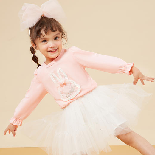 贝贝怡童装春秋款女童甜美可爱长袖T恤宝宝卡通兔子上衣秋装ZB3CS008 商品图3